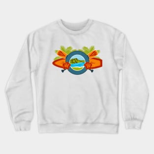 Hawaiian Island Ocean Sea Diamond Head Emblem Crewneck Sweatshirt